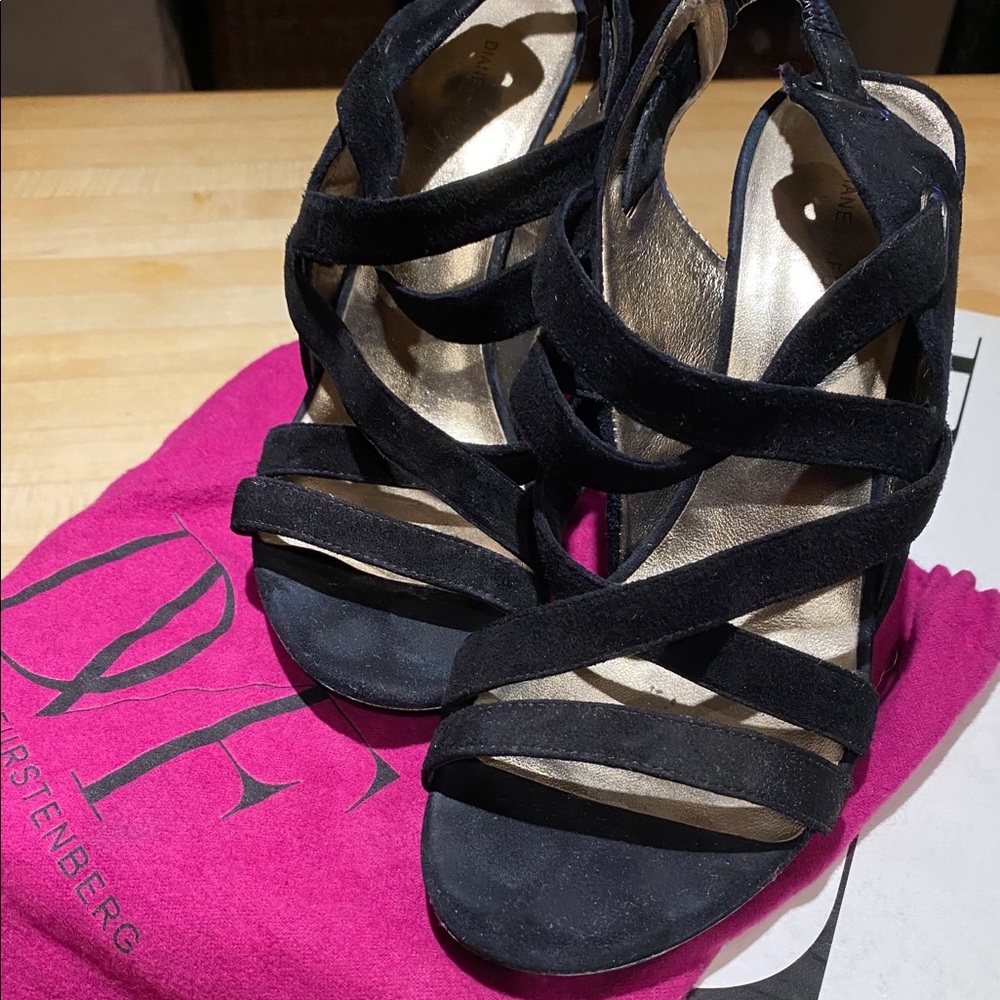 DVF Strappy High Heel Suede